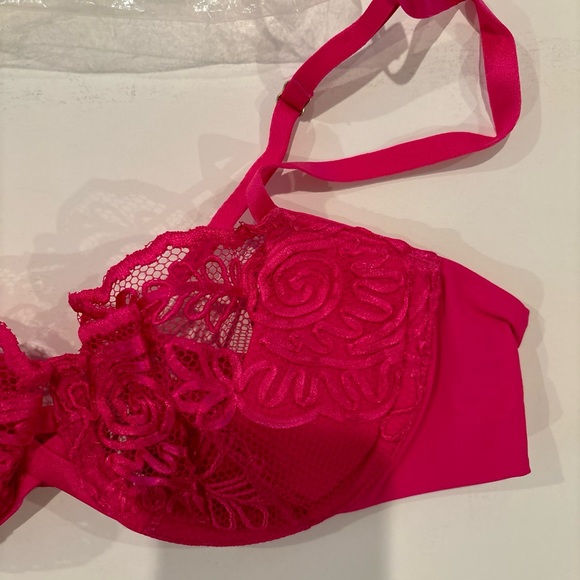 VINTAGE 2005 Victoria’s Secret Embroidered Unlined Demi Bra 36B NWOT Hot Pink - Picture 3 of 9